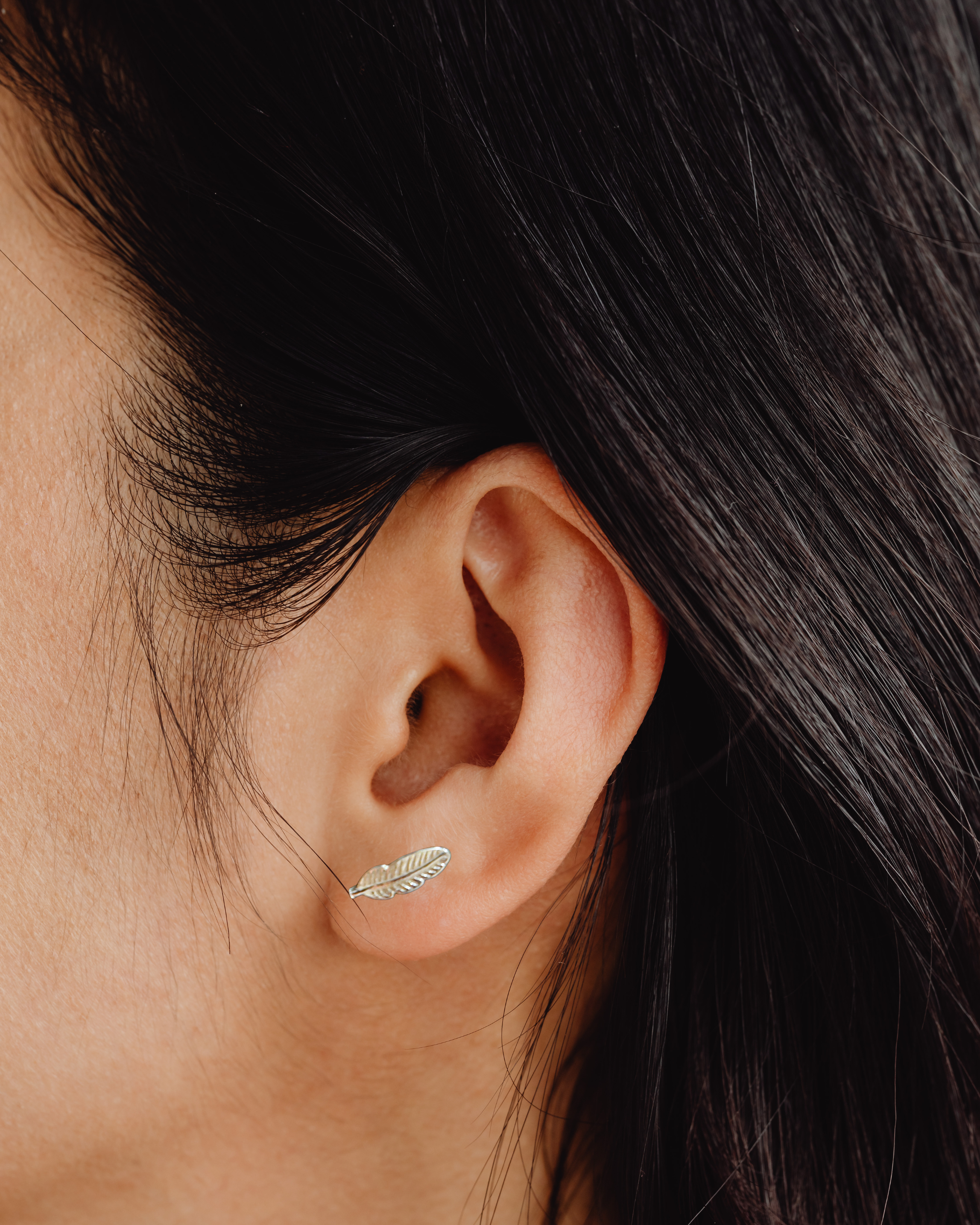 Sterling Silver Feather Earrings