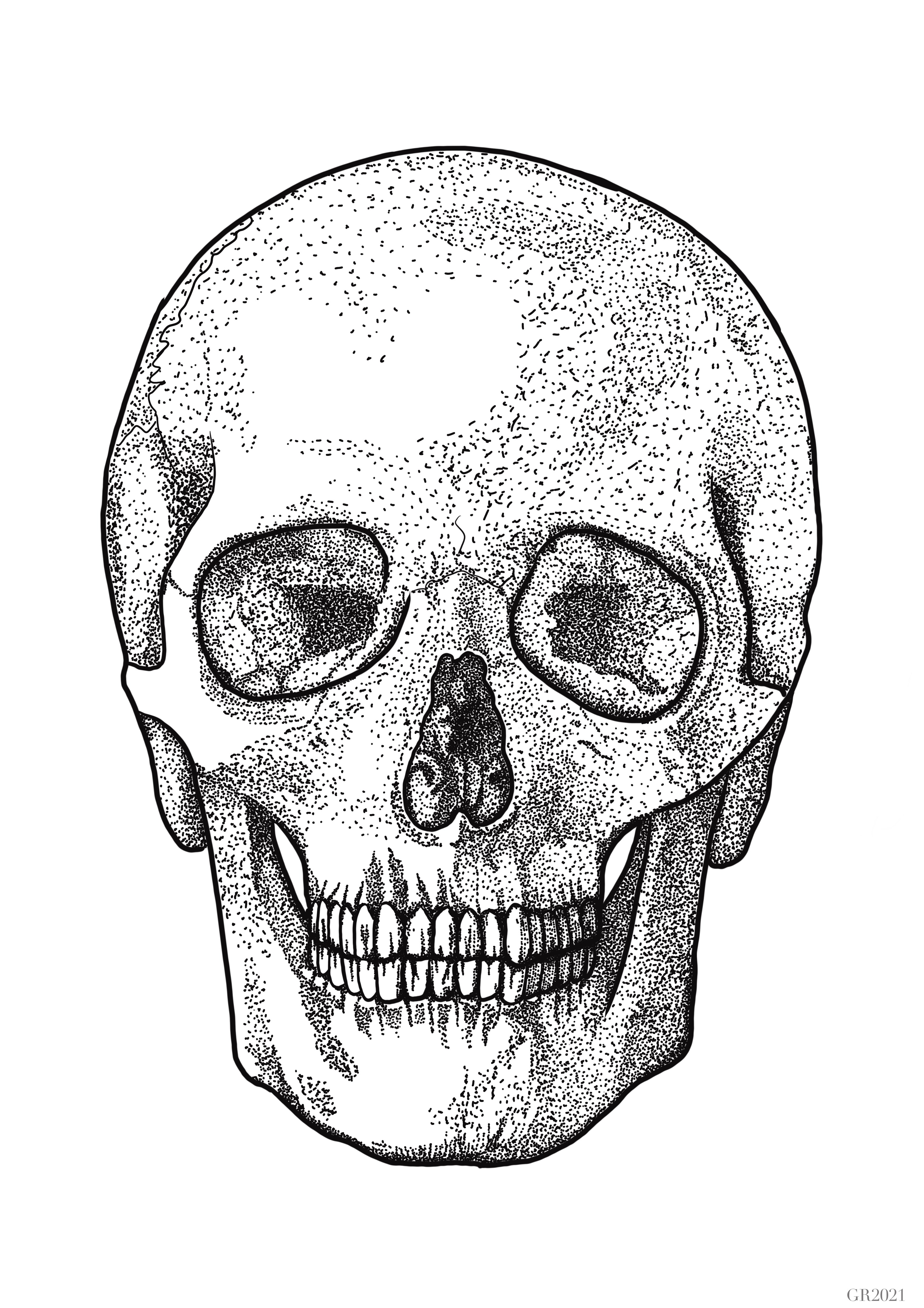Pointillism Skull Art Print